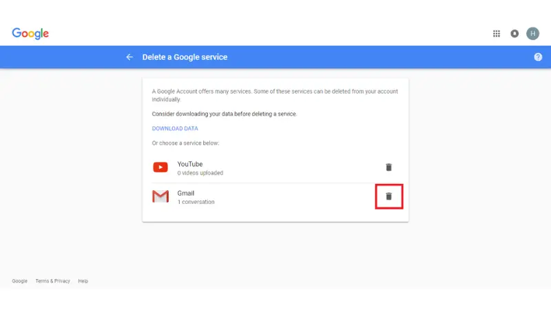 Delete A Gmail Account